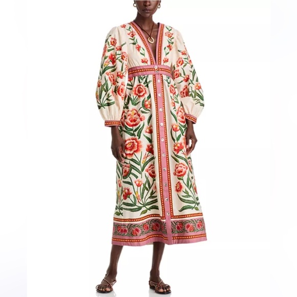 FARM Rio | Dresses | Farm Rio Anika Dress Offwhite With Red Floral ...